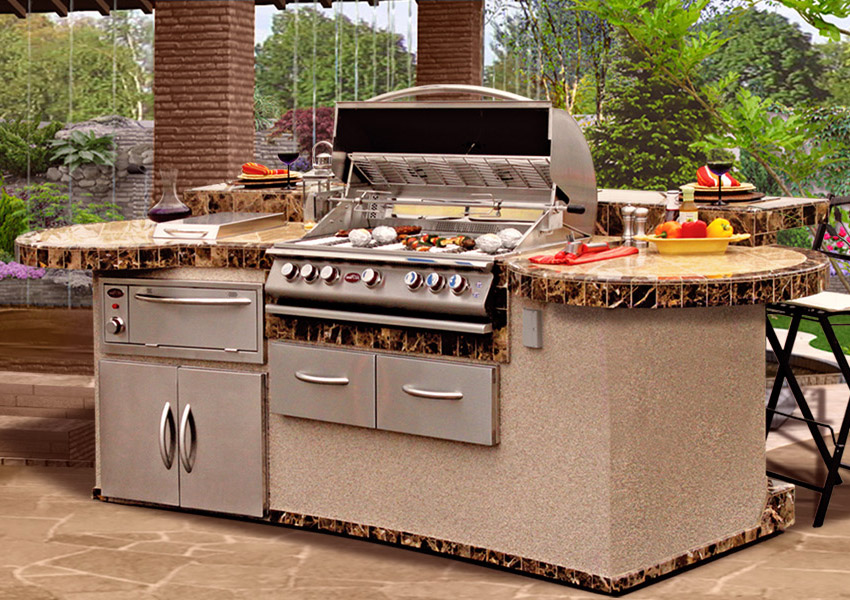 Cal Flame Stucco Island Propane Gas Grill with 4 Burners - Silver - 6